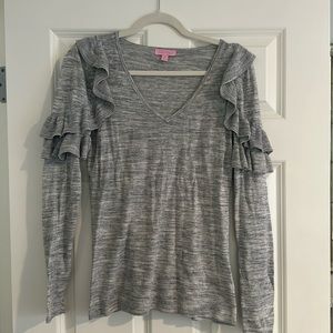 Illy Pulitzer gray ruffle sweater